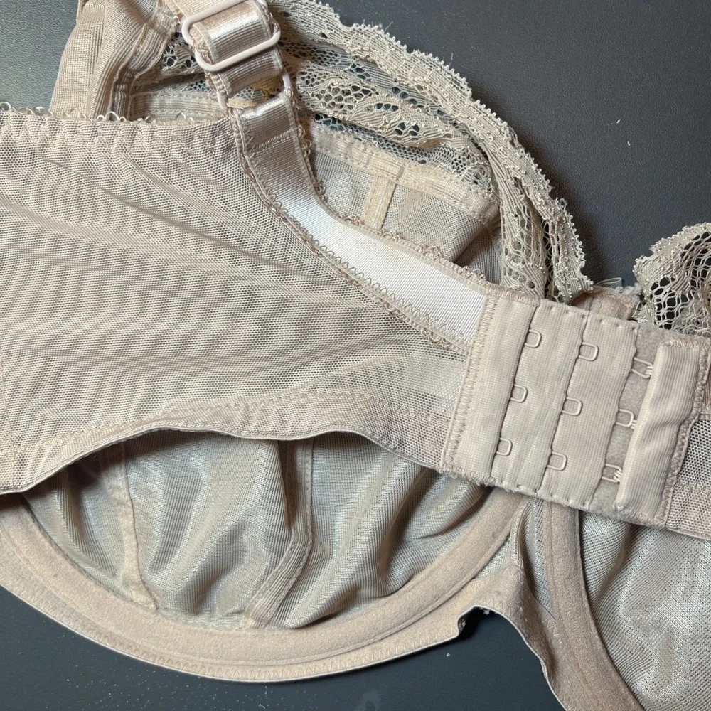 Panache Jasmine 36HH  Nude Balconette Underwire Semi Sheer Bra 6951‎